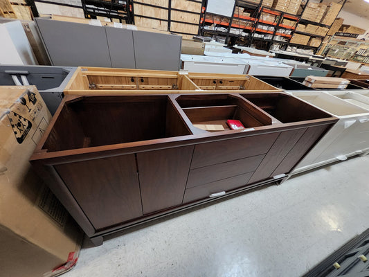 72" double sink vanity in brown 
NO TOP: $1,150 TOP INCLUDED: $1,400
5541230921