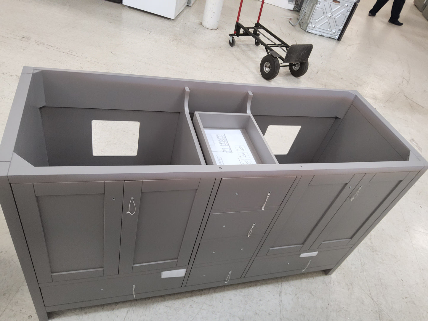 Virtu USA 60" Double Round Sink Vainty- Gray NO TOP: $950. TOP INCLUDED: $1,100 441379911