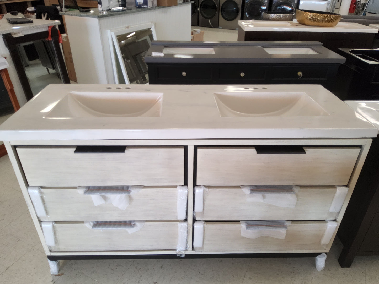 60" Hytes Mahogany Vanity- Sky Gray  TOP INCLUDED: $1,350
NO TOP: $1,099 98976347