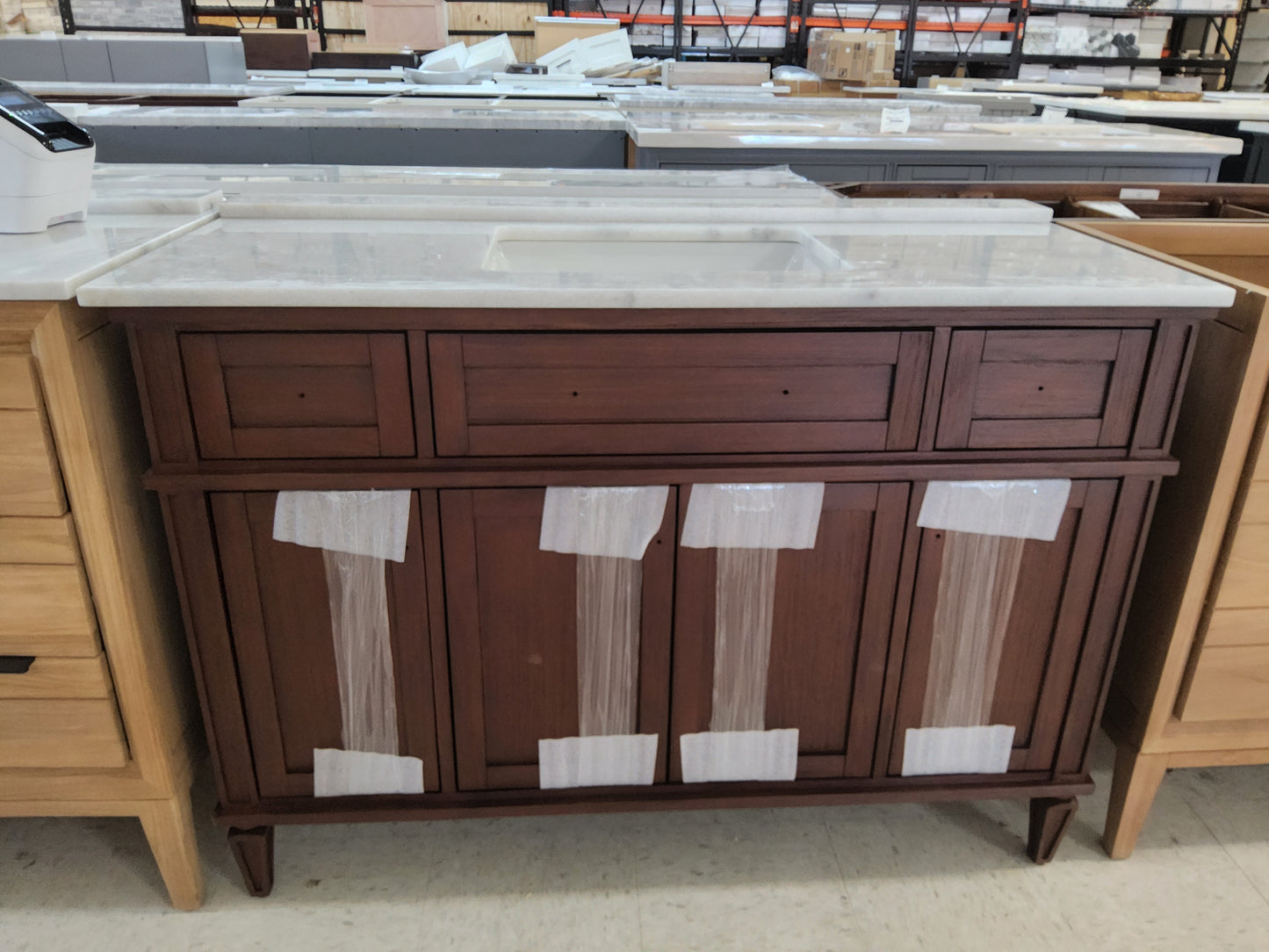 Elizabeth Teak 48 in. W x 22 in. D x 36 in. H Single Sink Bath Vanity in Dark Walnut with 2" Calacatta Laza Top 812642T TOP INCLUDED: $1,100
NO TOP: $800