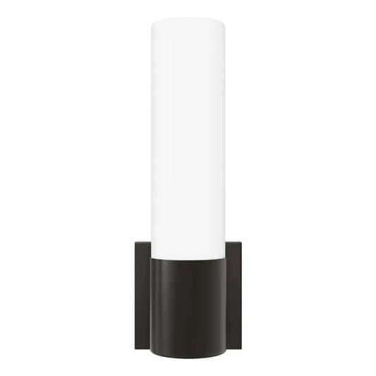 SIGNATURE HARDWARE Leaman Vanity Sconce Single Light Matte Black Opal Shade
