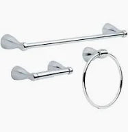 Foundations 3-Piece Bath Hardware Set with 18 in. Towel Bar, Toilet Paper Holder, Towel Ring in